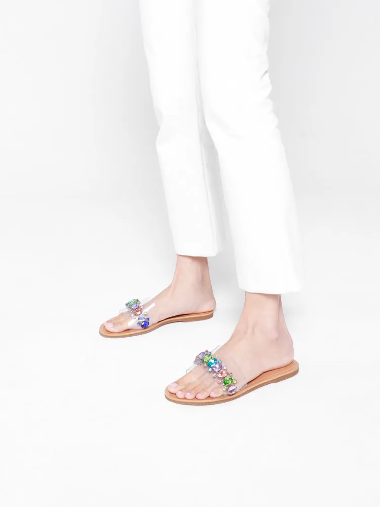 Naomi Crystal Embellished Clear Strap Sandals