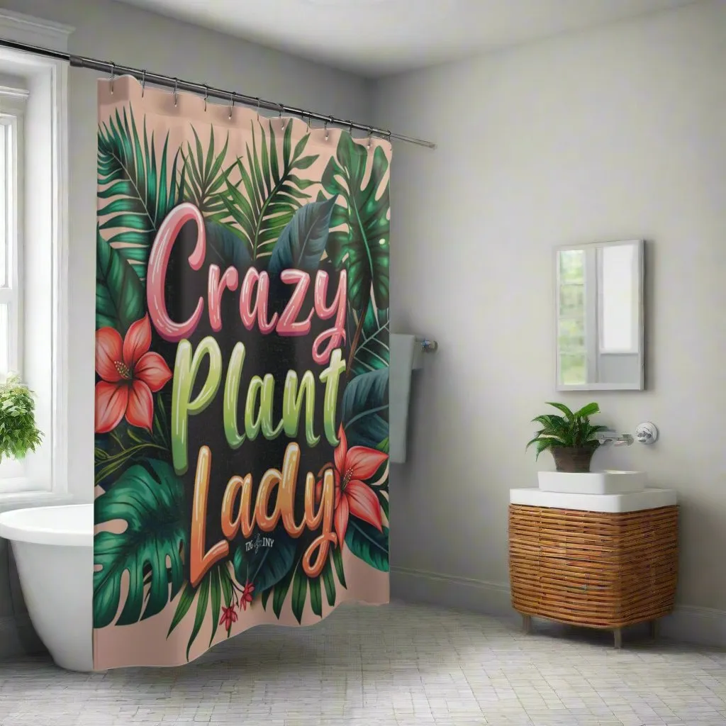 Shower Curtains | Tropical Crazy Plant Lady | Tiny Zen Gardens