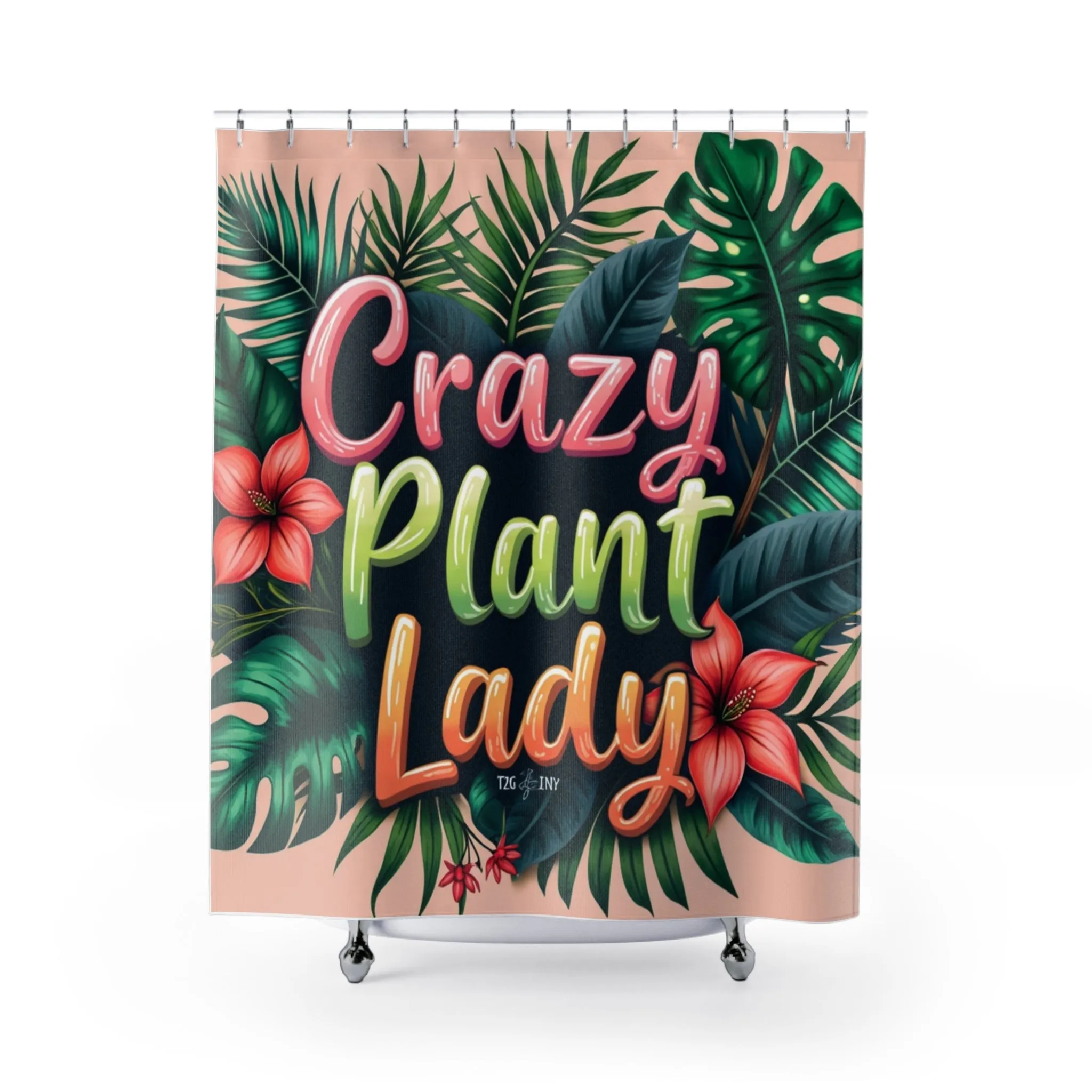 Shower Curtains | Tropical Crazy Plant Lady | Tiny Zen Gardens