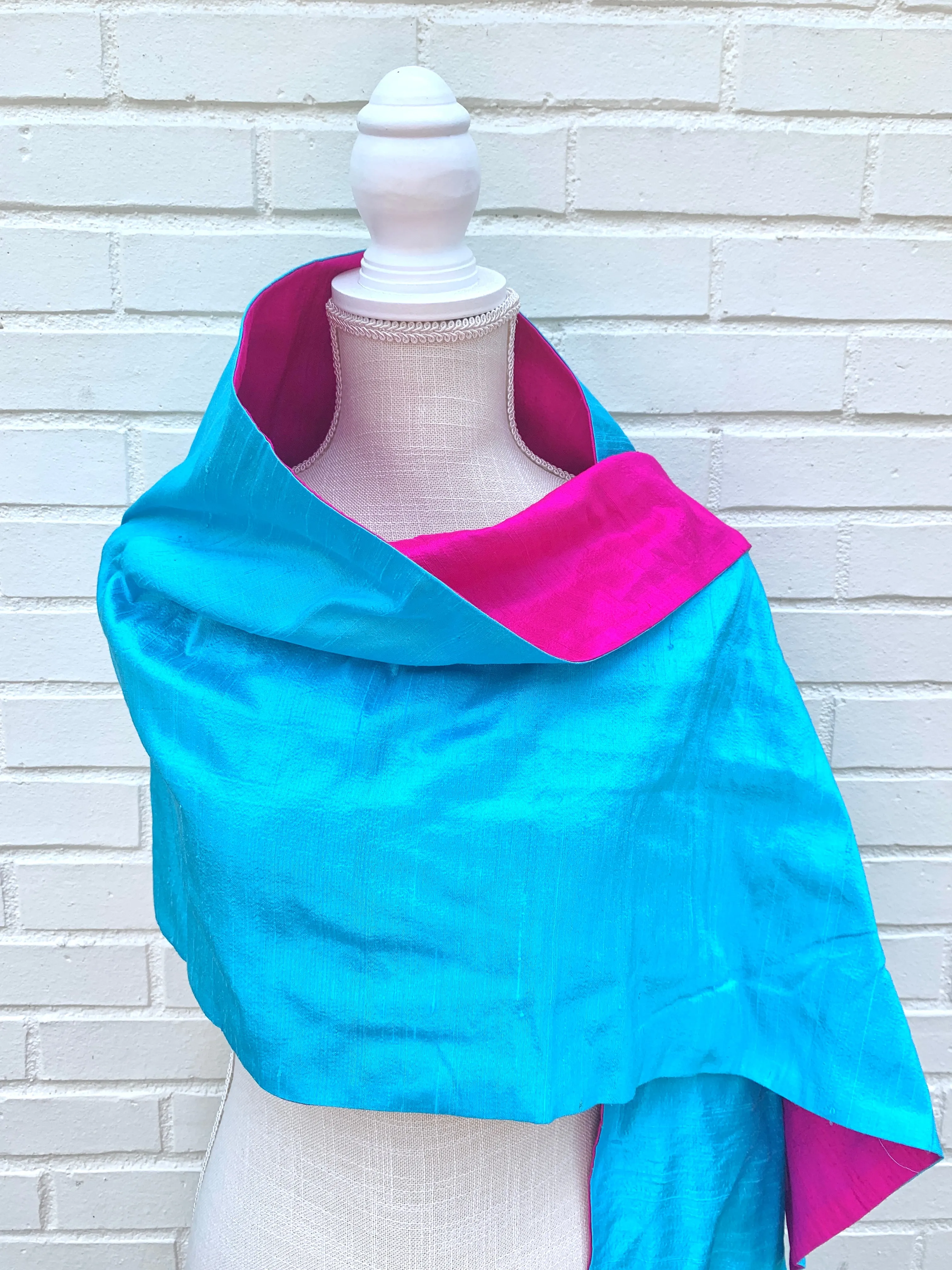 Silk Wrap in Fuchsia Turquoise (LW100)