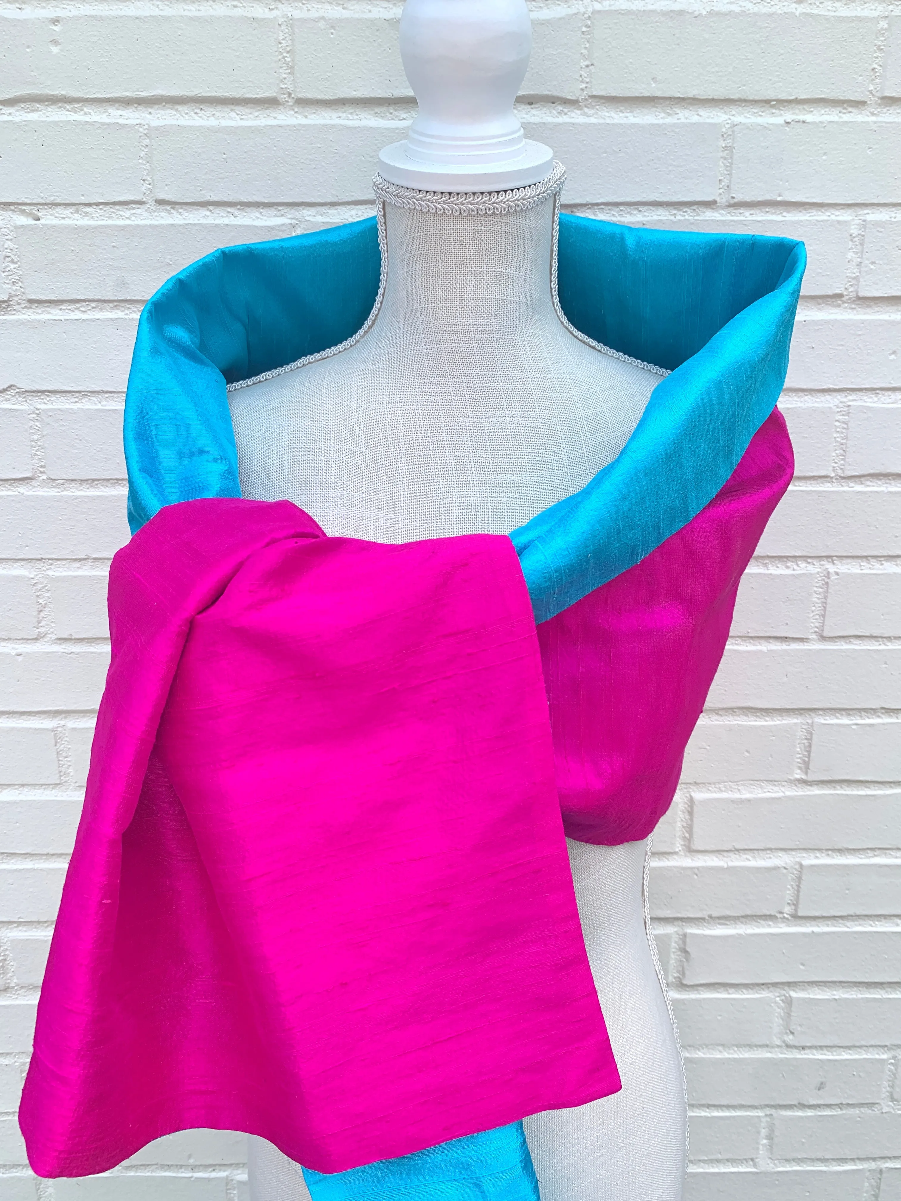 Silk Wrap in Fuchsia Turquoise (LW100)