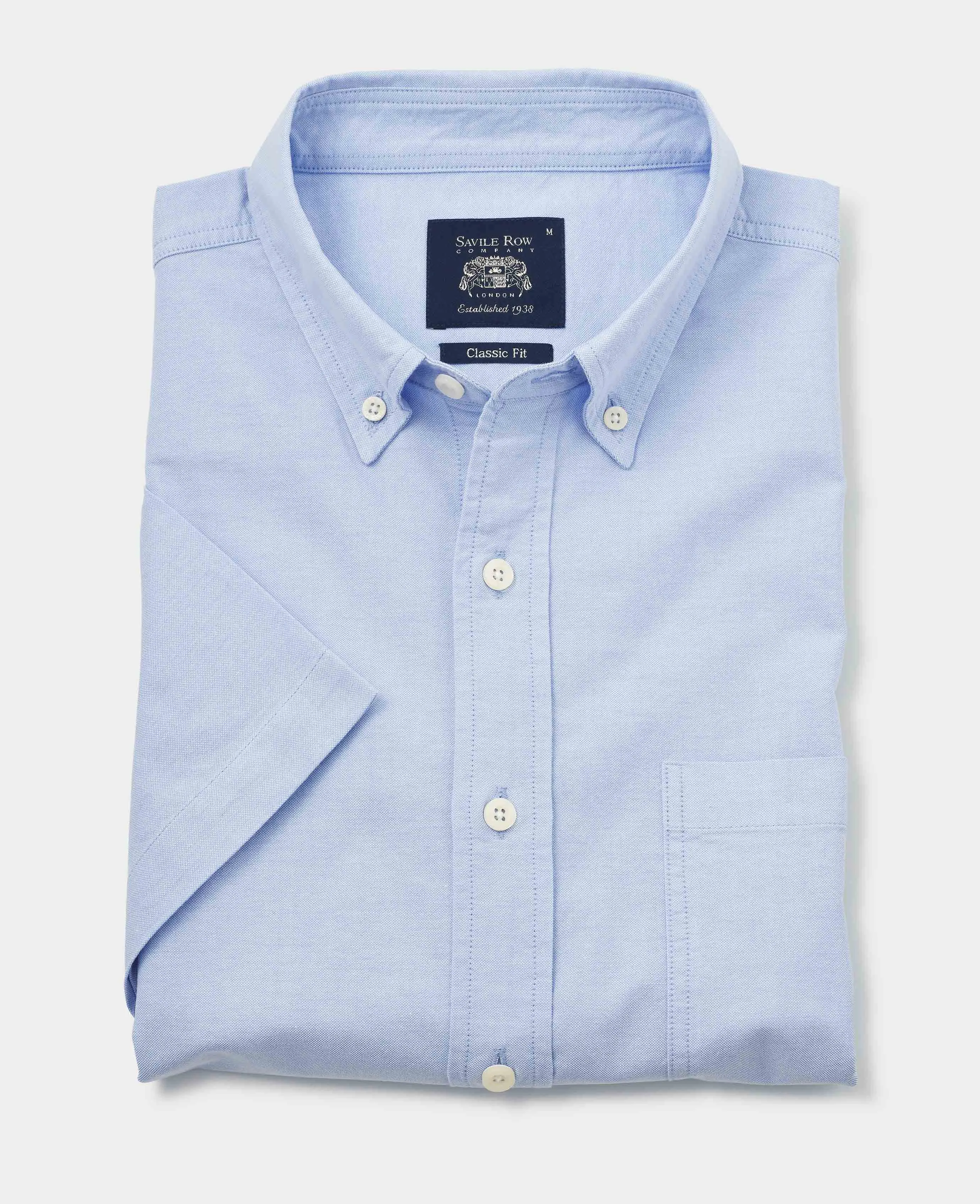 Sky Blue Classic Fit Short Sleeve Oxford Shirt