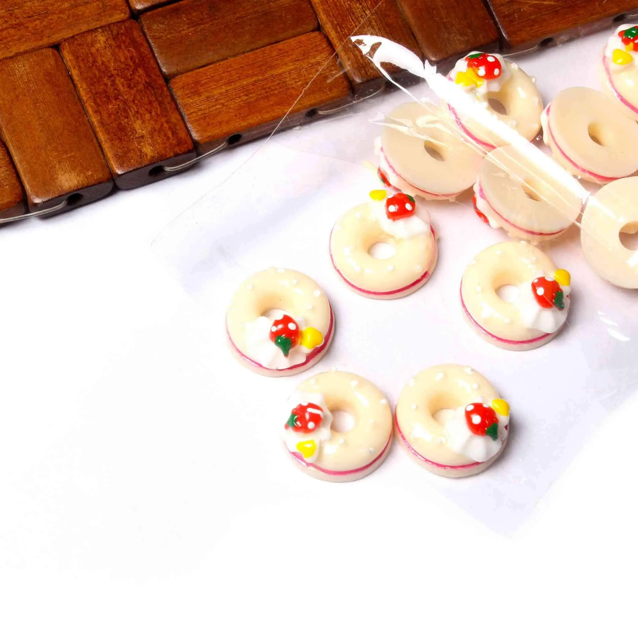 Sweet Escape: Flat Back Donut Cabochons for DIY Fun (10 Pcs)