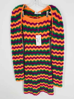 The Wolf Gang Size L Orange/Purple Zigzag Knit NEW Designer Jacket Dress