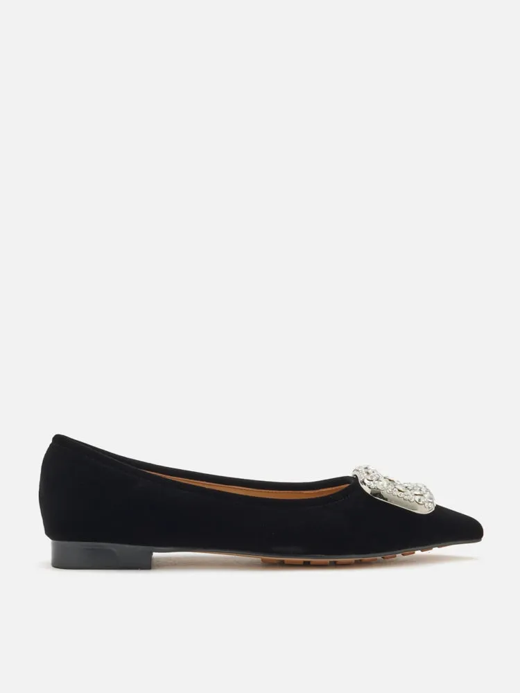 Vickie Embellished Velvet Flats