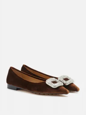 Vickie Embellished Velvet Flats