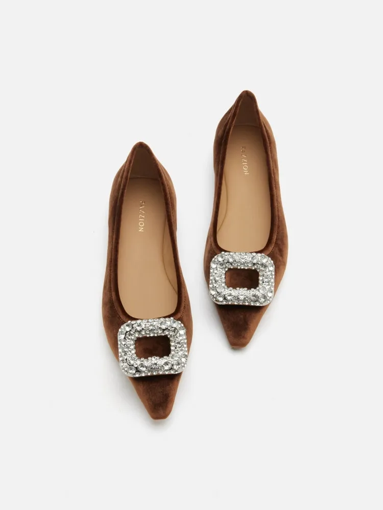 Vickie Embellished Velvet Flats