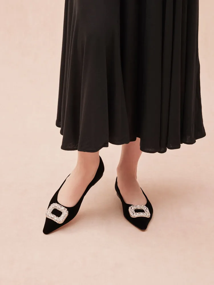 Vickie Embellished Velvet Flats