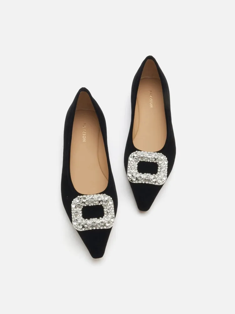 Vickie Embellished Velvet Flats