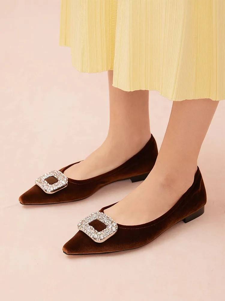 Vickie Embellished Velvet Flats