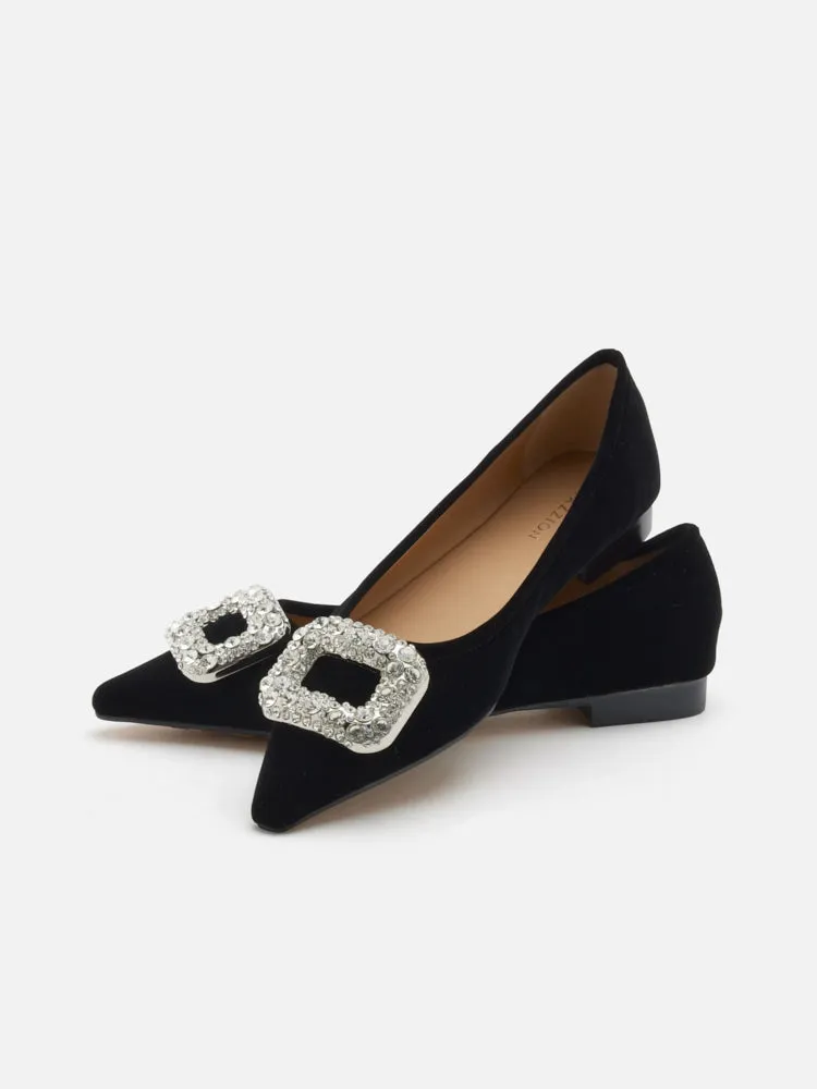 Vickie Embellished Velvet Flats