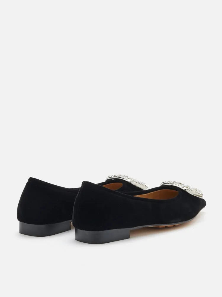 Vickie Embellished Velvet Flats