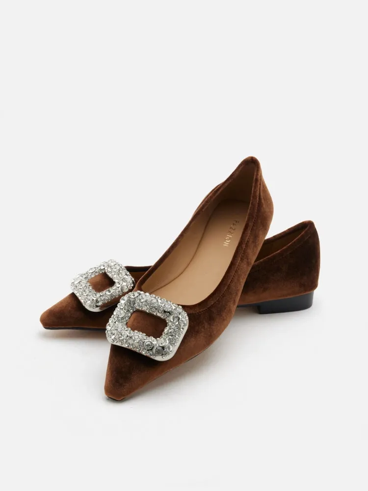 Vickie Embellished Velvet Flats