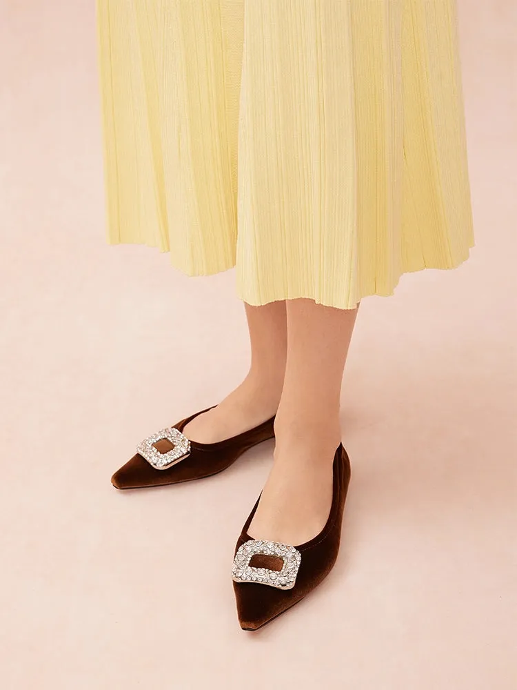 Vickie Embellished Velvet Flats