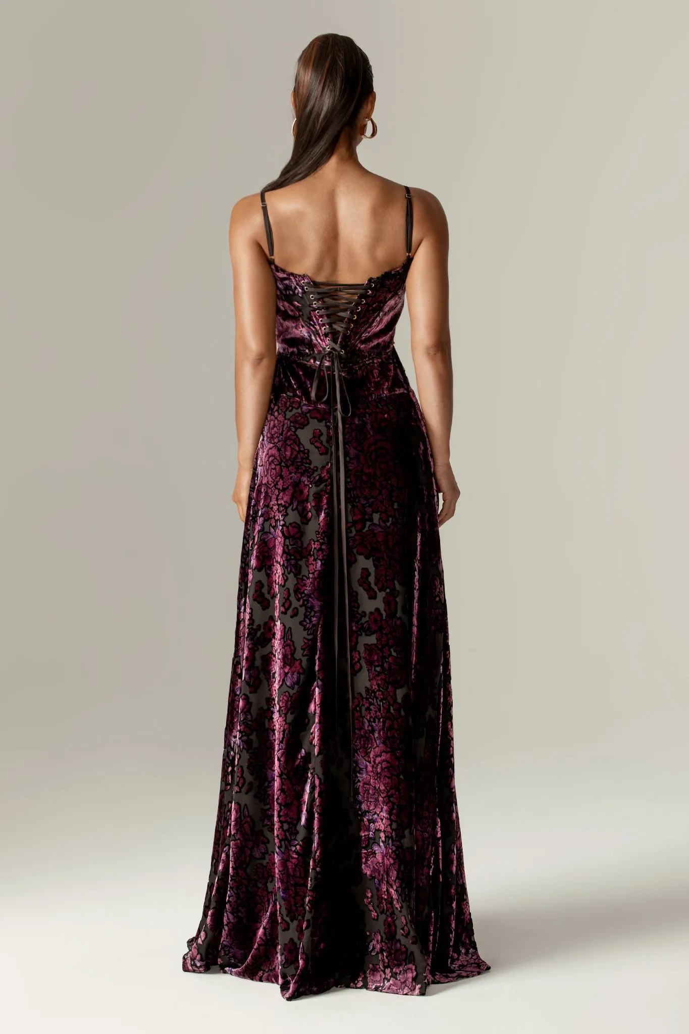 Victoria Rose Velvet Maxi Dress (Rose Print)