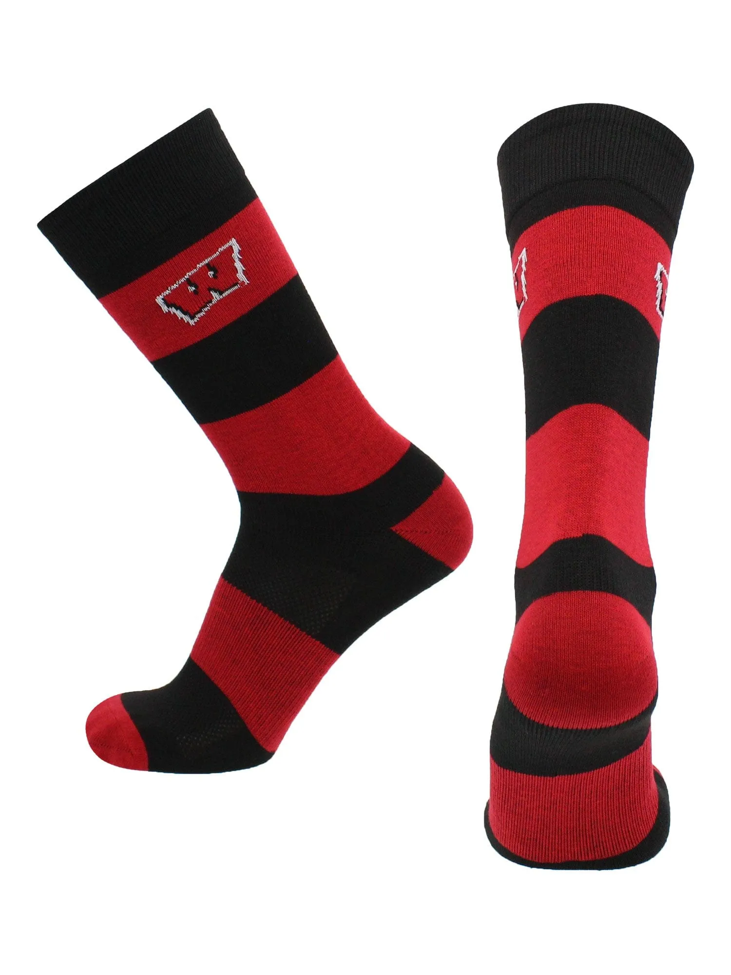 Wisconsin Badgers Socks Game Day Striped Crew Socks