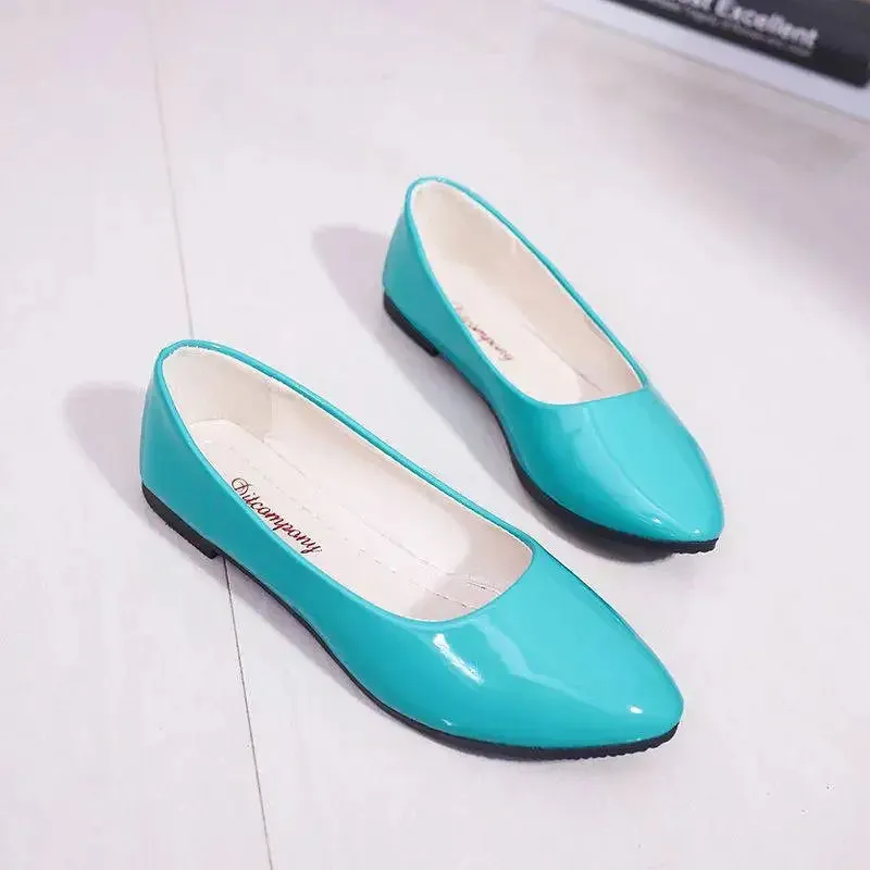 Women Candy Color Ballet Flats White Wedding Shoes Woman Flats Patent Leather Slip on Shoes Zapatos Mujer Ladies Boat Shoes224