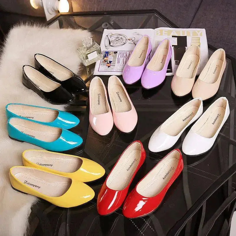 Women Candy Color Ballet Flats White Wedding Shoes Woman Flats Patent Leather Slip on Shoes Zapatos Mujer Ladies Boat Shoes224