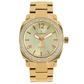 Women's 40mm Gold Boyfriend Bracelet Watch with Crystal Bezel