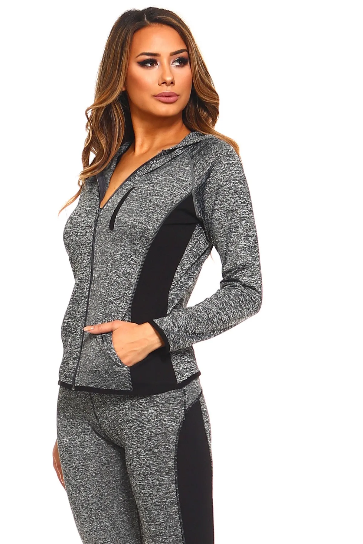 Women's Activewear Jacket, Full Zip Up Hoodie, Long Sleeve Workout Wear