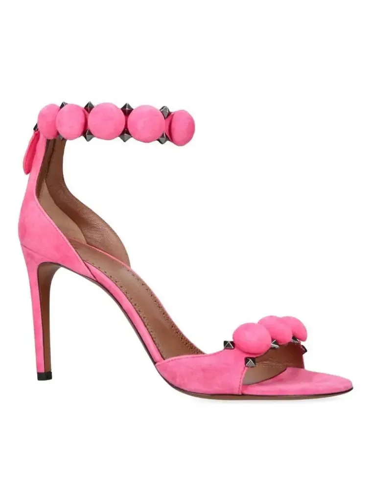 Women’s Bobble High-Heel Sandals in Pink Suede