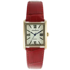 Women's Tank Watch Roman Dial Red Leather Strap