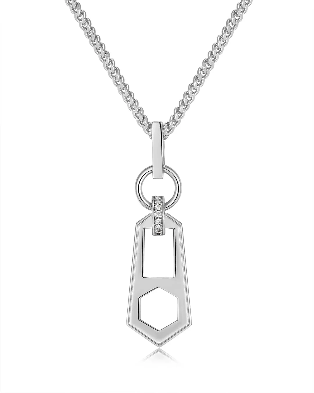 Zipper Pendant Necklace- Silver